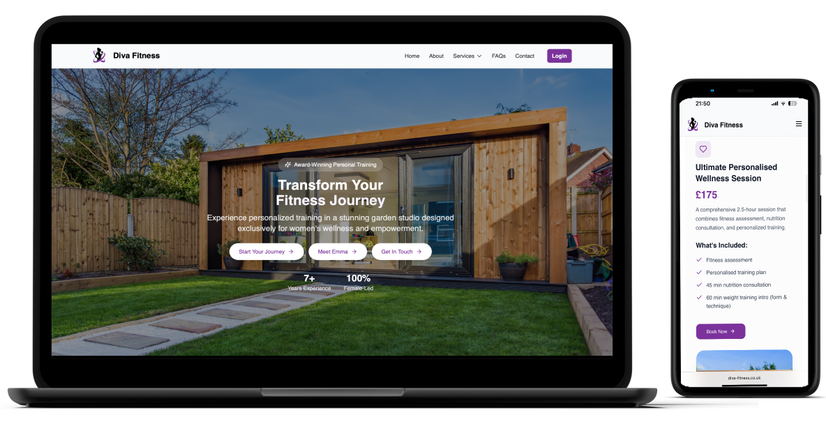 Diva Fitness Website Mockup